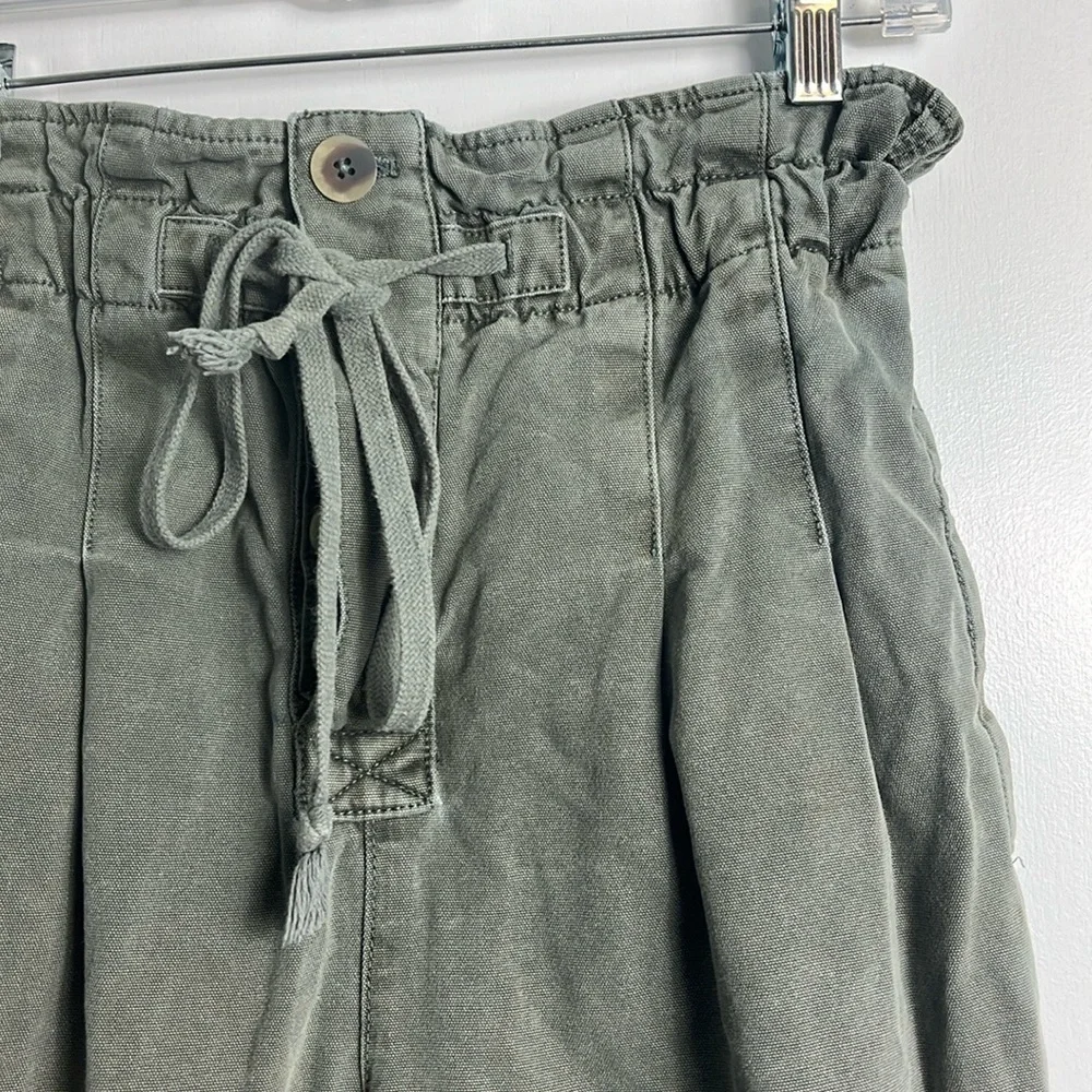 Free People Margate Pleated High‎ Waist Paper Bag Boho Trouser Sugar Kelp Green